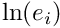 $\ln(e_i)$