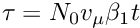 $\tau = N_0 v_\mu \beta_1 t$